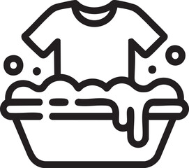 Hand Wash Laundry Icon With T Shirt In Soap Basin Vector Illustration Of Cleaning Clothes Symbol For Washing Instructions Design


