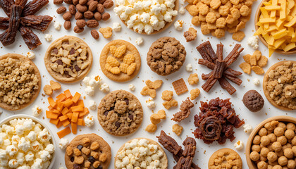 Indulge in a diverse collection of comforting, crunchy, and sweet snack options, perfect for any craving.