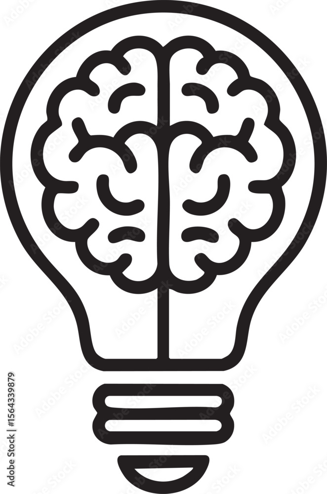 Poster light bulb with brain icon representing creative thinking innovation intelligence idea generation kn