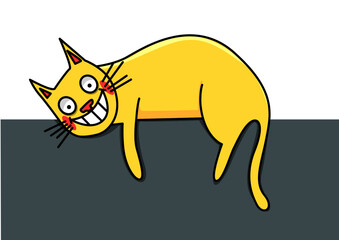 Illustration of a cat lying on a wall