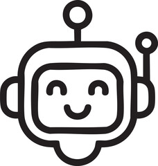 Obraz premium Cute Smiling Robot Face Icon With Antennas Representing Artificial Intelligence Technology Chatbot Friendly Bot And Future Innovation
