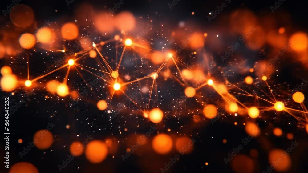 Poster luminous nodes connected by lines in dark space