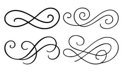 calligraphy swirl decorative set flat color vector illustration template design