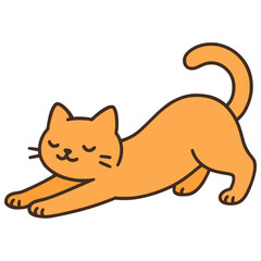 cute cat stretched flat color vector illustration template design