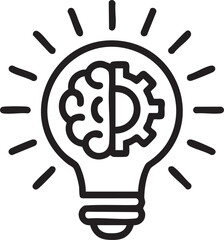 Fototapeta premium Light Bulb Icon With Brain And Gear Symbol Representing Innovation Creative Thinking Artificial Intelligence And Smart Technology Idea