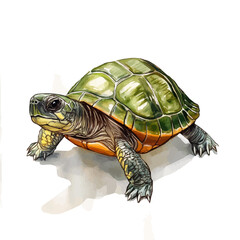 My Watercolor illustration with green turtle painting isolated on a white background, illustration, AI painting design, vector set, eps format, My illustration design