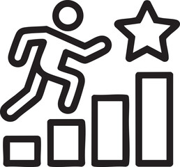 Person Climbing Bar Chart Toward Star Icon Representing Success Growth Motivation Progress Achievement Goal Effort Career Ambition

