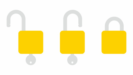 padlock set vector illustration. locked and open with key
