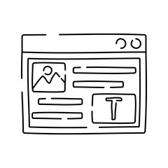 Browser Layout Doodle Outline style, web interface mockup representing UI UX design, perfect for frontend design or layout planning concepts.