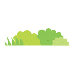 Cartoon Green Bushes and Grass Illustration