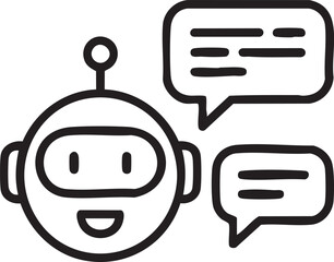 Chatbot Line Icon With Speech Bubbles Friendly Robot Face Talking Communication Concept Artificial Intelligence Virtual Assistant


