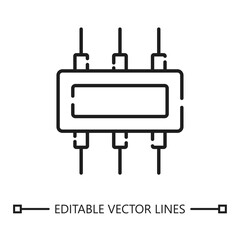 Circuit design linear icon. Circuit icon animation depicts a threeport network router line drawing in motion, suitable for technology presentations and educational materials.