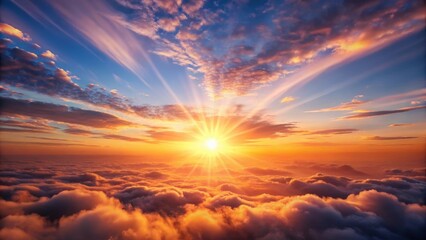 A majestic sun rises above the horizon