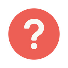 A simple white question mark symbol on a red circular background isolated on transparent background