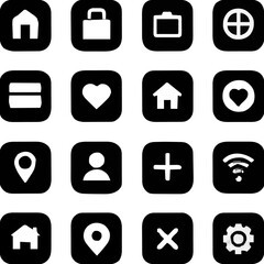 Flat Vector User Interface Icons in Black and White Style – Minimal UI Icons for Web and App