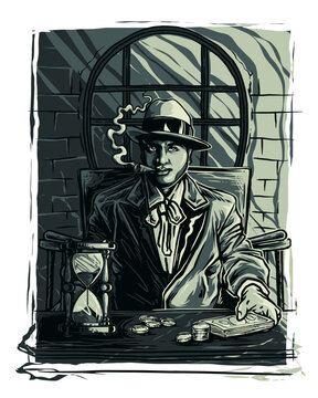 Professional vector illustration of ganster