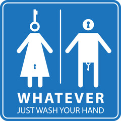 Humorous Gender Neutral Restroom Sign. Signage for All Gender Bathrooms. Funny Genderless Toilet Design. Funny WC sign. Eps 10 vector illustration.