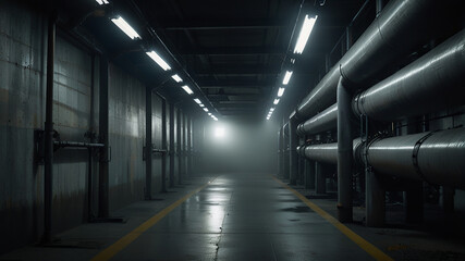 Obraz premium Industrial-Corridor-Pipes-Metal-Structure-Image