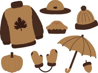 Illustration of Brown Autumn Element