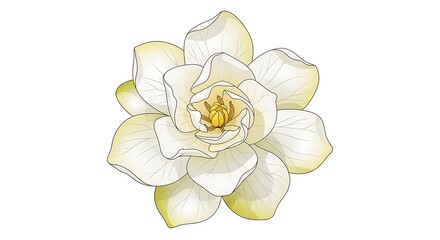 Delicate white flower with soft yellow undertones, isolated on a clean white background.