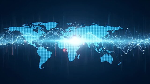 Global digital network map design graphic technology presentation background