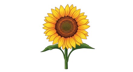 Vibrant sunflower stands tall with bright yellow petals and dark center.