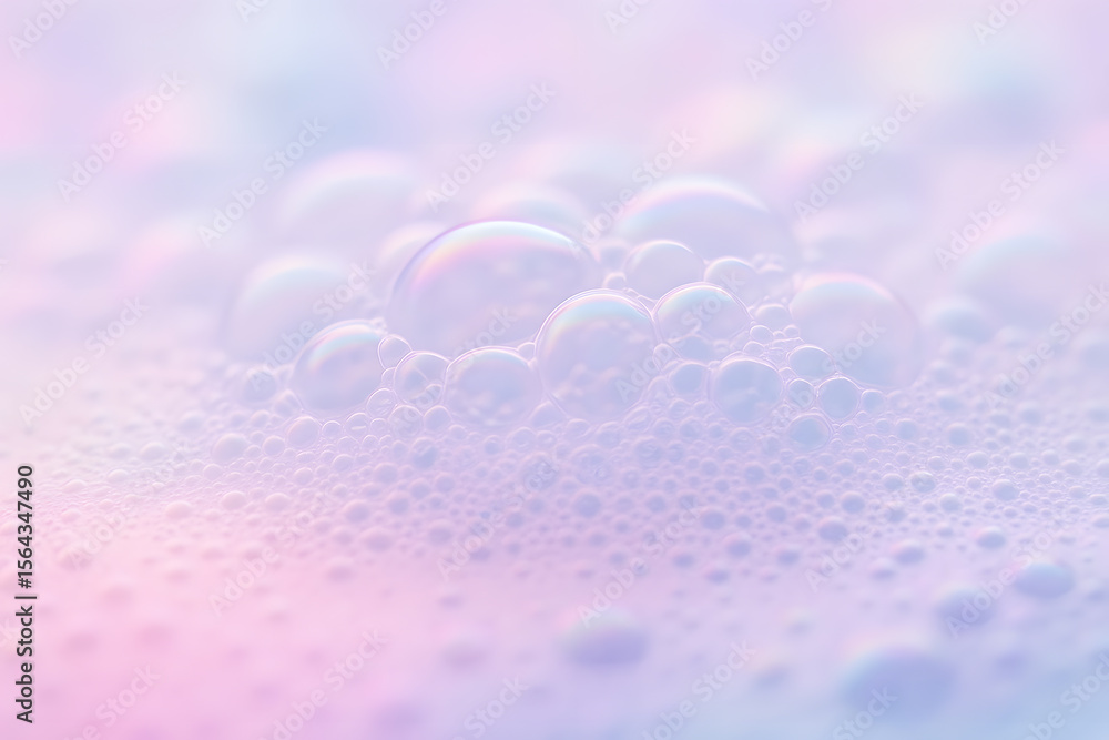 Aufkleber close-up of soap bubbles with iridescent colors and soft focus for abstract background and clean con