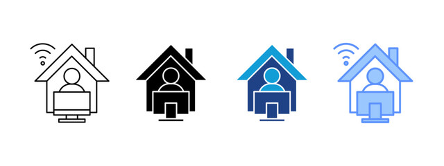 Remote Working Multipel Icon Set.