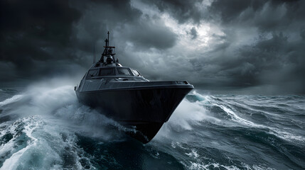 Dynamic Torpedo Boat Navigating Rough Seas: A Blend of Marine Engineering and Nature's Power