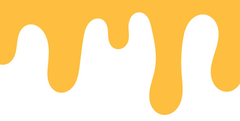 flowing melted caramel on white background. honey illustration. colorful wavy liquid corner. melting slime design element. abstract honey dripping pattern. dripping yellow paint.