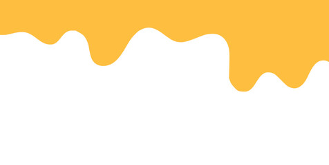 flowing melted caramel on white background. honey illustration. colorful wavy liquid corner. melting slime design element. abstract honey dripping pattern. dripping yellow paint.