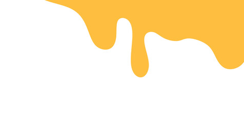 flowing melted caramel on white background. honey illustration. colorful wavy liquid corner. melting slime design element. abstract honey dripping pattern. dripping yellow paint.