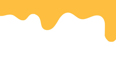 Fototapeta premium flowing melted caramel on white background. honey illustration. colorful wavy liquid corner. melting slime design element. abstract honey dripping pattern. dripping yellow paint.