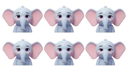 Obraz premium Six small light gray elephant figurines