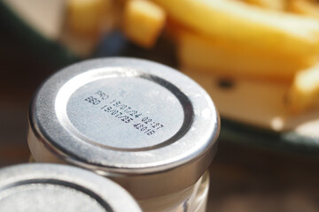 expire date on a bottle on table 
