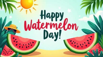 Celebrating watermelon day festivities in a sunny tropical paradise with refreshing treats