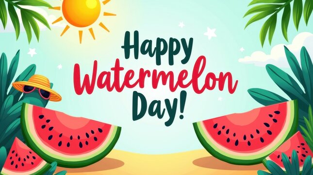 Celebrating watermelon day festivities in a sunny tropical paradise with refreshing treats