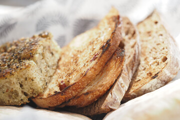 Freshly toasted bread served with herbed dip
