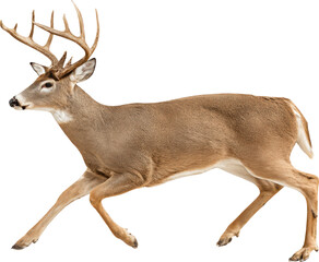 A white-tailed deer (Odocoileus virginianus) prancing transparent PNG isolated from my photo. Asset for design and art projects © ABDUL