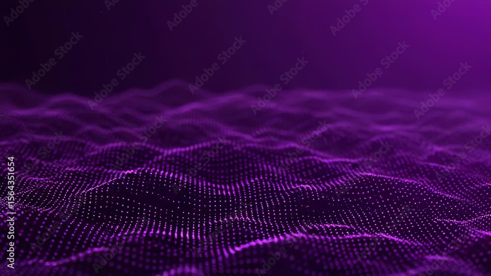 Aufkleber a dynamic purple background showcases abstract waves formed by glowing dots and particles, represent