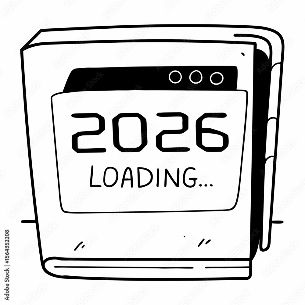 Poster a stylized folder graphic shows the year 2026 loading in a modern design