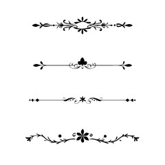 Text dividers doodle set. Wedding decorative elements. Divider ornament, borders, vintage line separators. Hand drawn vector illustration isolated on white background