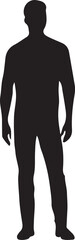 Silhouette of a bearded man in a suit, standing, profile view, minimalist style, contemplative mood.