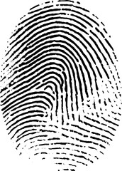 Single black fingerprint - simple monochrome image. Fingerprint card in police labolatoryFingerprint