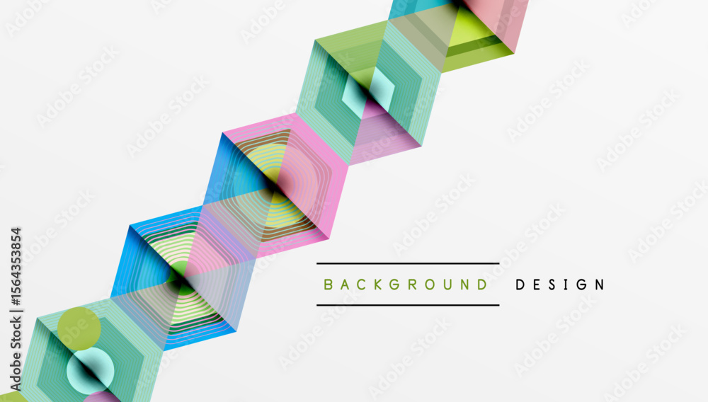 Poster abstract geometric pattern. hexagonal layers create colorful, dynamic visual effect. modern design e