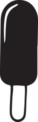 Black and White Ice Cream Stick Icon – Clean Silhouette Vector of Cold Sweet Summer Dessert for Graphic and Logo Design.
