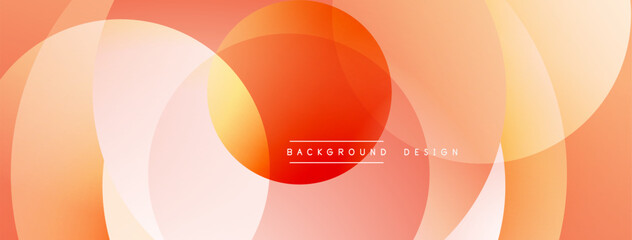 Abstract design features overlapping circles, warm orange hues, smooth gradients. Modern aesthetic, suitable for backgrounds, presentations.