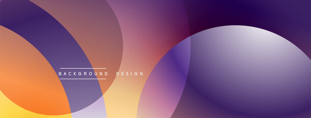 Abstract colorful shapes overlap creating vibrant background. Gradient hues blend smoothly, offering modern aesthetic.