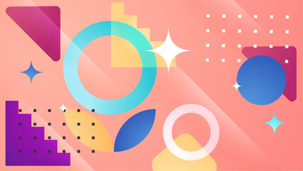 Fototapeta premium Abstract pastel geometric shapes and stars suitable for backgrounds, posters, and digital design projects. Colorful and versatile graphic element.