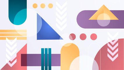 Abstract colorful geometric shapes and arrows. Suitable for graphic design, presentations, and backgrounds with a modern and dynamic feel.